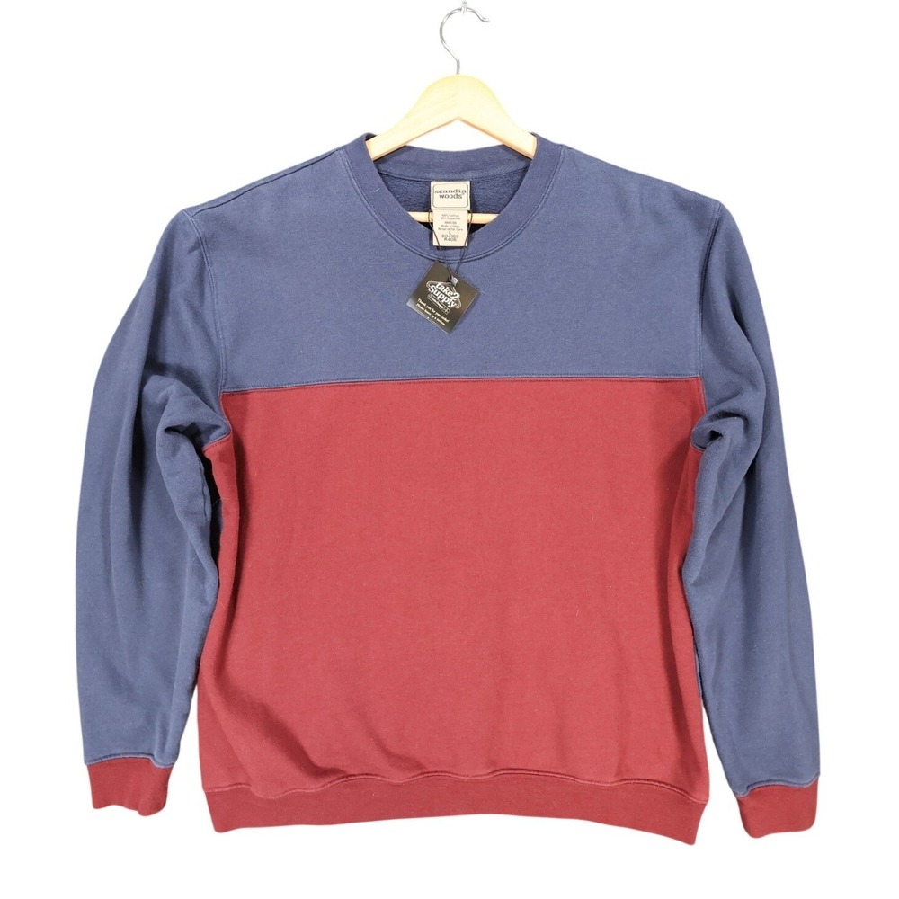 Scandia Woods Sweatshirt Mens L Blue Red Excellent Colorblock Crewneck